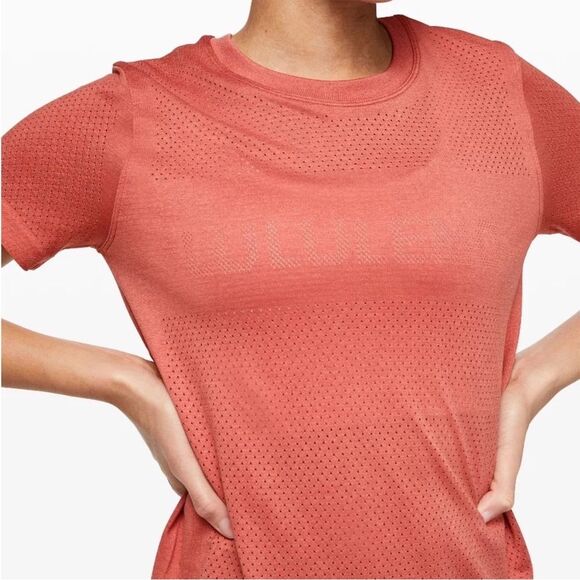Lululemon Breeze Front Orange Hue Tee Top Shirt 8 womens - Picture 3 of 5